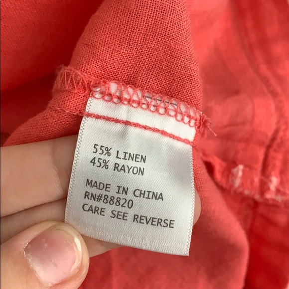 SAINT TROPEZ WEST top women’s size small coral pom tunic top 3/4 sleeve - Picture 7 of 7